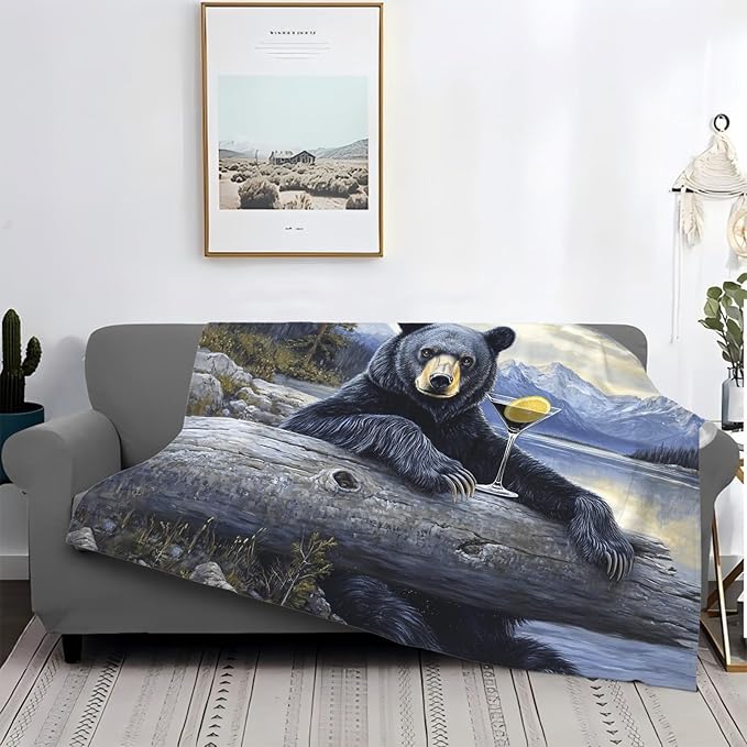 Tijuboni Bear Cabin Throw Blanket Bear Gifts for Girls Boys Women Men Kids Adults Soft Flannel Fleece Blanket for Couch Sofa Bed Home Decor 60"x80"