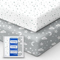 Crib Fitted Sheet Star, Super Stretchy Jersey Crib Sheets, Buttery Soft Boy Crib Mattress Sheets, Ultra Breathable Baby Bed Sheets 28x52x9 Extra Deep Pocket, 2 Pack