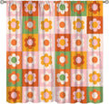 70s Flowers Curtains,Vintage Cute Colorful Abstract Floral for Girls Kids Bedroom Bathroom Curtains Window,Trendy Groovy Funky Novelty Home Window Treatments Drapes 55"" W X 63"" L, Style-5