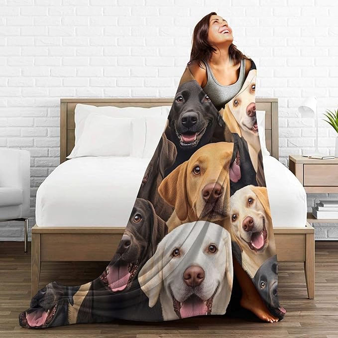 Labrador Blanket for Girls Boys Chocolate Retriever Throw Blankets Soft Cozy Warm Fuzzy Fleece Bedding Flannel Dog Throws Stuffed Animal Gifts for Labrador Lovers Kids Men Women Bedroom Decor 80"x60"