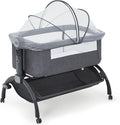 Bedside Bassinet Baby Bassinet, 3 in 1 Bedside Sleeper with Baby Co-Sleeper Travel Crib with Detachable Mosquito Net & Storage Basket | Adjustable Height, Wheels Included