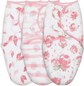 GLLQUEN BABY Girl Swaddles 0-3 Months - 3 Pack Baby Swaddles Sack for Newborn, Infant Sleep Sack, Easy Swaddling Wrap, A Pink Floral, Nursery Swaddle Blankets Essentials