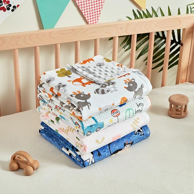 iEvolve Baby Nursery Bed Blankets Ultra Soft Double Layer Mini Blanket Minky Blanket Receiving Blankets Shower Gifts(Flower,30 * 47in)