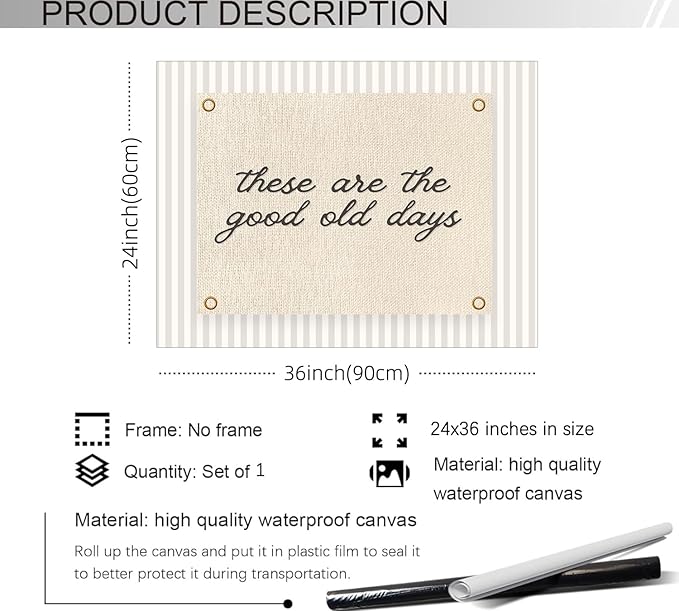 YYS These Are the Good Old Days Wall Art Inspirational Quotes Poster Modern Minimalist Positive Affirmations Canvas Prints for Office Bedroom Wall Decor 24x36 inch Unframed