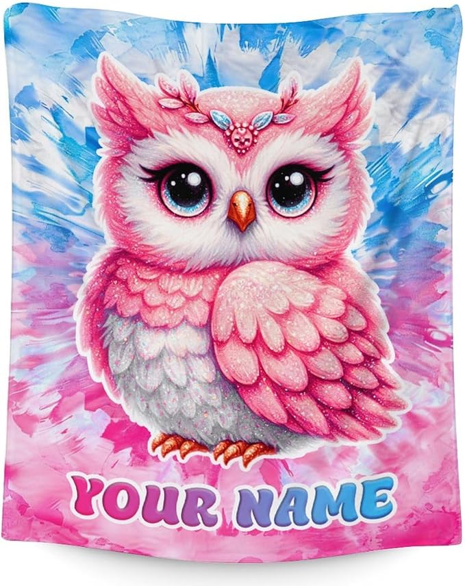 Girls Blanket Gifts - 50" x 60" Inches Custom Owl Throw Blankets for Women, Teens - Warm Furry Plush Throw for Sofa, Bed & Living Room