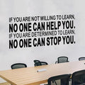 Motivational Quotes Wall Stickers for Office: Inspirational Positive Vinyl Art Wall Decals - School Classroom Workplace Home Wall Decor - If You are Not Willing to Learn 23"X9"