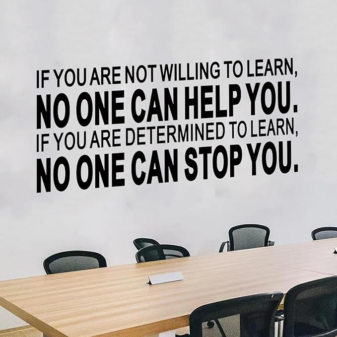 Motivational Quotes Wall Stickers for Office: Inspirational Positive Vinyl Art Wall Decals - School Classroom Workplace Home Wall Decor - If You are Not Willing to Learn 23"X9"