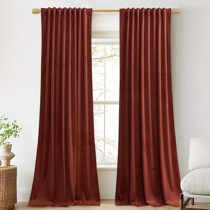 StangH Rust Red Theater Curtains, 120 inches Light Blocking Thermal Insulated Window Drapes for Living Room Privacy Room Divider Curtains, W52 x L120, 2 Panels