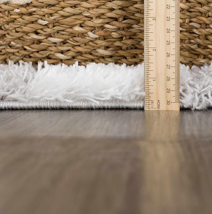 Hauteloom Atira Living Room, Bedroom Area Rug - Contemporary - Plush Pile - Light Gray, Cream - 9'2" x 12'