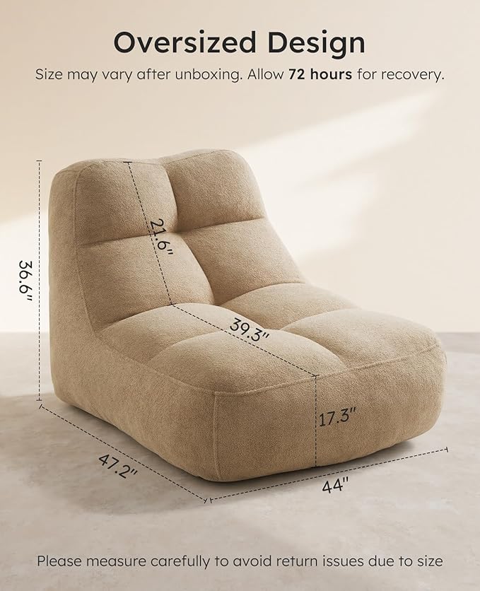 Relefree Goliath Bean Bag Chair for Adults,Cozy Bean Bag Reading Chair,Plush Memory Foam Filling,Oversized Comfy Chair for Living Room,Bedroom,Fireside for Reading,Gaming&Relaxation