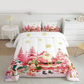 jejeloiu Merry Christmas Comforter Set King Size Santa Claus Bedding Set for Kids Boys Girls Cute Deer Duvet Quilt White Bedroom Decor