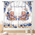 Bear Curtains for Kids Room, Baby Boys Girls Cute Lovely Bear Watercolor Floral Blue Window Drapery Treatments for Living Room Bedroom Nursey Toddler Classroom 2 Panels, 42"x54" Inch