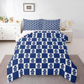 Feelyou Christmas Comforter Set King Size Checkered Bedding Set for Kids Boys Girls Santa Claus Duvet Quilt Xmas Decorations Bedroom Decor Blue Microfiber 3 Pcs with 2 Pillow Cases