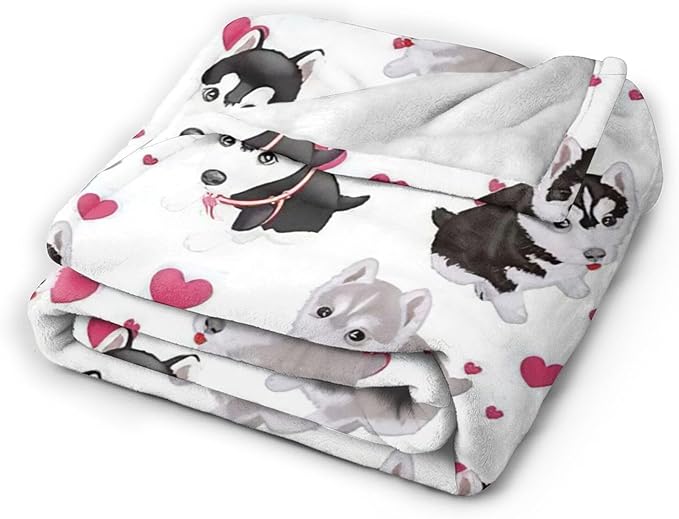 Alaskan Malamute Dog Blanket Cute Dog Throw Blanket Alaskan Dog Gifts and Decor Dog Blanket for Girls Women Kids Adults Soft Warm Cozy Fleece Blanket for Couch Sofa Bed 60"x50"