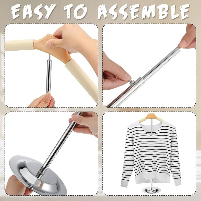 Soaoo Flexible Shoulder Stand Adjustable T Shirt Display Beige Coat Hanger Stand Portable Hanging Clothing Display Rack Garment Coat Holder for Retail Vendor, Height 16-27.9 Inch(2 Pcs)