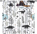 Funny Dinosaur Curtains Cute Dino Cartoon Animals Abstract Aesthetics Art Print for Kids Girls Boys Bedroom Living Room Rod Pocket Decoration Window Drapes 2 Panels W31.5xL63in