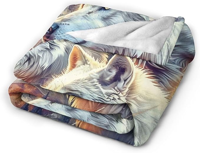 Tijuboni American Wolf Throw Blanket Wolf Gifts for Girls Boys Women Men Kids Adults Soft Flannel Fleece Blanket for Couch Sofa Bed Home Decor 40"x50"