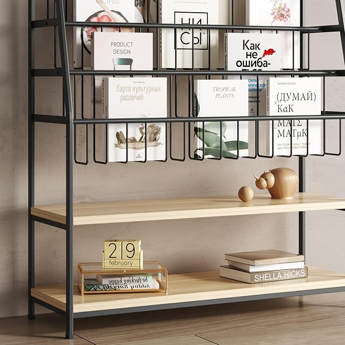 Metal Kids Bookshelf and Toy Storage Organizer,6 Tier Childrens Bookcase,Magazine Rack Floor, Book Shelf for Kids Rooms Classroom Nursery Living Room Office (Black, L:23.62")