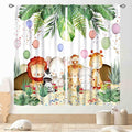 Jungle Safari Animals Curtains, Cartoon Animals Lion Giraffe Elephant Woodland Tropical Leaf Green Window Drapery for Kids Boys Girls Baby Living Room Bedroom Nursery 2 Panels, 52"x84" Inch