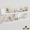 Fun Memories 12 Inch Deep Floating Shelves, 67 Inch Long Extra Large Floating Shelves Set of 2, Rustic Wood Wall Shelves for Living Room, Kitchen, Bedroom, Farmhouse, Laundry Room, Home Office - White