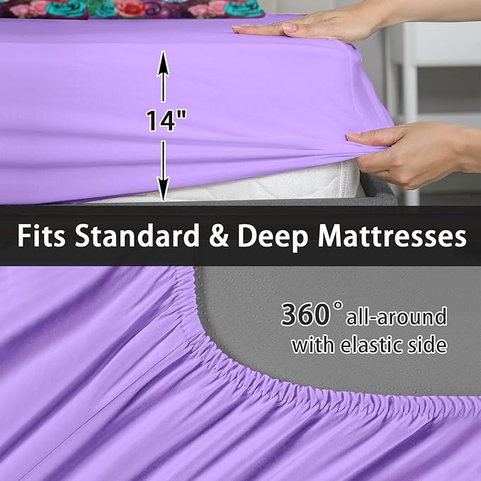 7 Pcs Full Size Comforter Set with 2 Pillowcases & 2 Shams, Sugar Galaxy Bedding for Kids and Adults, Vintage Skeleton Flower Bed in a Bag with Flat Fitted Sheet