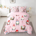 Feelyou Christmas Gnomes Queen Comforter Set with Sheets for Kids Boys Girls Cute Snowflakes Candy 7 Pieces Bedding Set Santa Claus Bed in a Bag Reversible Xmas Pink Decor Room Decor Soft Lightweight