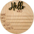 Hello World Newborn Sign, Baby Announcement Sign, Birth Announcement Sign, Hello World Nursery Sign, Baby Hospital Sign, Photo Prop for baby girl boy - (Black)