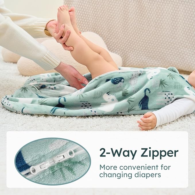 Yoofoss Fleece Baby Sleep Sack 2 Pack 1.5 Tog Baby Wearable Blanket with 2-Way Zipper