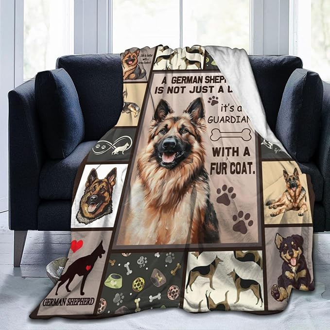 German Shepherd Decor Blanket German Shepherd Gifts Throw Blanket Super Soft Flannel Lightweight Fluffy Plush Fuzzy Fleece Blanket for Dog Lover Girl Woman Boys Kids Adults Man for Bed Sofa 60"X80"