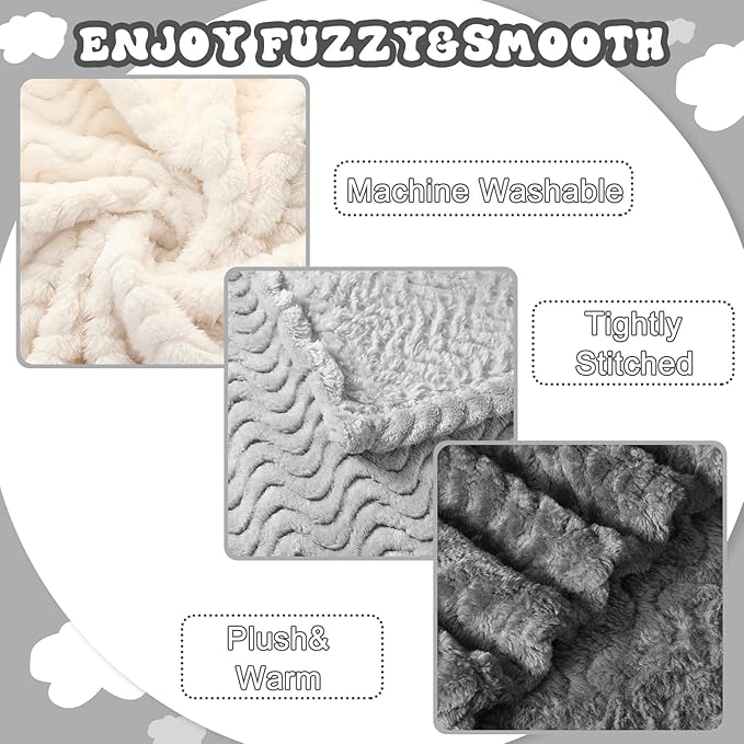 Frienda 4 Pcs Baby Fuzzy Blanket Fluffy Baby Blanket for Boys Girls Soft Warm Infant Newborn Toddler Receiving Nursery Bed Supplies, 32 x 24 Inch (Gray Black Color)