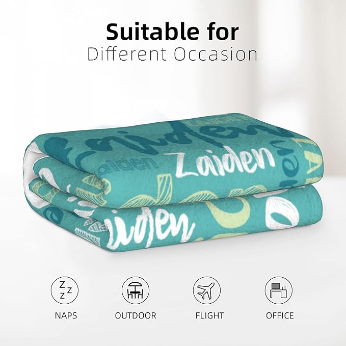 Dr.TOUGH Personalized Blankets with Name Customized Baby Blankets for Girls Boys Adults Monogrammed Blankets and Throws Christmas Birthday Mothers Fathers Valentines Day Gift (Mint Green,50''×60'')