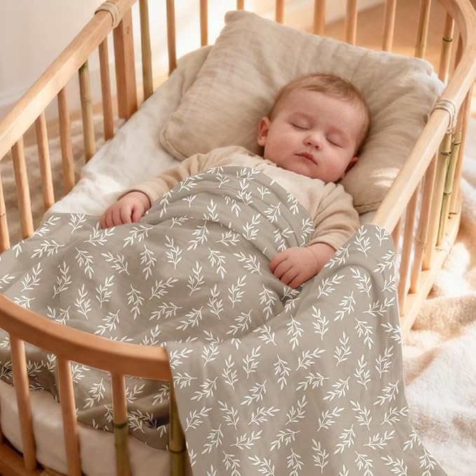 Baby Muslin Swaddle Blankets,2 Pack Receiving Blanket Baby Girl & boy,Large47 x 43 inches,Soft & Skin Friendly Swaddle Blanket Wrap(Brown)