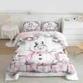 Feelyou Merry Christmas Comforter Set All Season Cute Snowman Bedding Set with 2 Pillow Cases Microfiber Kids King Bedclothes Snowflake Bedroom Decor Duvet Quilt Breathable Soft