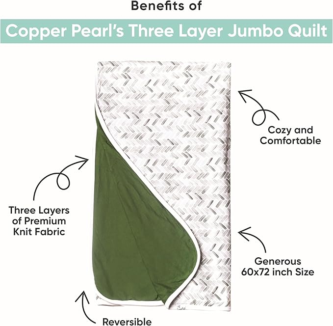 Copper Pearl Jumbo 3-Layer Baby Blanket: Soft Quilt for Boys & Girls | Breathable & Cozy | Toddler Blanket & Newborn Quilt | 46x46 Premium Polyester/Rayon
