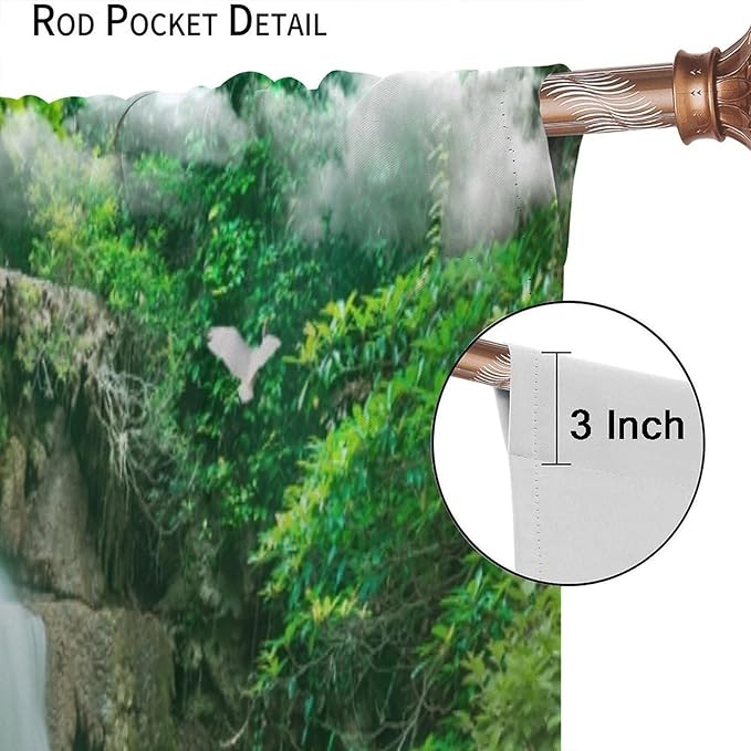 Scenery Waterfall Blackout Curtains, China Country Landscapes Nature Pattern Window Drapes, for Bedroom Living Room 55" W X 63" L