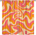 Abstract Wavy Swirl Curtains,60s 70s Groovy Aesthetic Retro Boho Orange Pink Abstract Curtains for Girls Bedroom Living Room Window 42"" W X 63"" L, Style-2