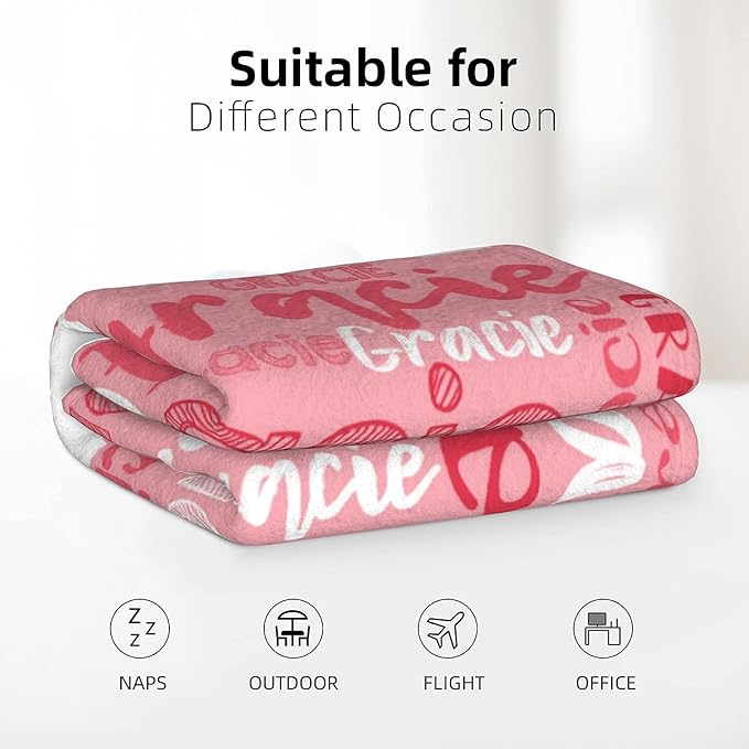 Dr.TOUGH Personalized Blankets with Name Customized Baby Blankets for Girls Boys Adults Monogrammed Blankets and Throws Christmas Birthday Mothers Fathers Valentines Day Gift (Light Pink, 40''×50'')
