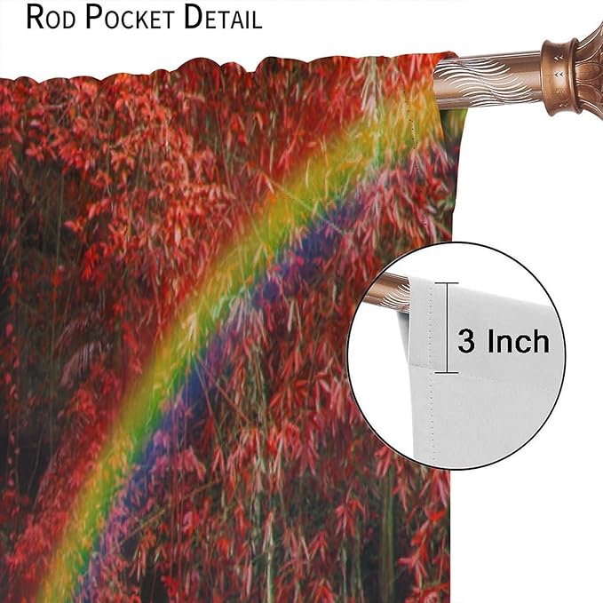 Waterfall Blackout Curtains, Nature Landscape Forest Mountain Waterfall Scenery Scene Print Pattern Window Drapes, for Bedroom Living Room 52" W X 84" L