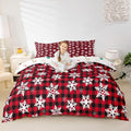 Christmas Kids Bedding Set Snowflake Xmas Theme Bedding Duvet Cover Set for Boys Girls Red Black Buffalo Check Decor Comforter Cover Set New Year Bedspread Cover Bedroom Quilt Cover 2Pcs Toddler Size