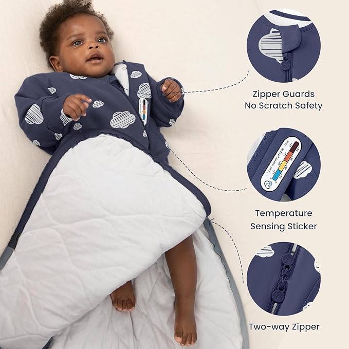 Unisex Sleeping Bag for Babies and Toddlers 1.0 Tog Sleep Sack 6-18 Months, Newborn Sleep Sack, Wearable Blanket Baby, One Piece Long Sleeves, Gifts for Baby
