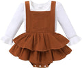 YOUNGER TREE Newborn Baby Girl Fall Winter Outfits Long Sleeve Romper Corduroy Overall Dress Infant Skirt Clothes Sets