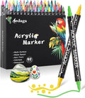 80 Colors Acrylic Paint Pens,Acrylic Paint Markers Dual Tip with Fine Tip and Dot Tip,Dot Marker for Kids Adults, Glass, Stone, Wood, Canvas, Paper, Pottery