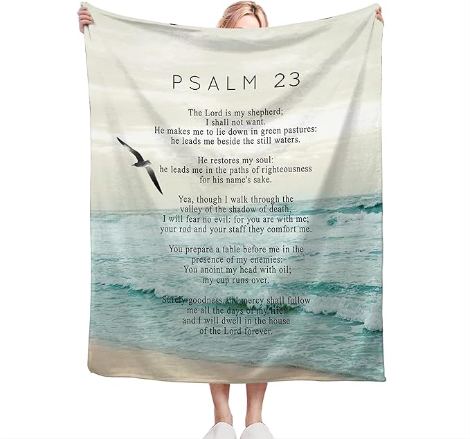 Christian Bible Psalm 23 Throw Blanket - Religious Verse Gifts and Decor for Girls, Women, Men, Kids, Adults - Soft Warm Cozy Fleece for Couch, Sofa, Bed 60"x50"