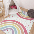STARUIA Washable Rainbow Rug for Girl Nursery, Small Rug 3X 5 Colorful Area Rugs for Kids Bedroom, Non-Slip Soft Polka Dot Carpet Kids Rugs for Classroom Playroom Tent Castle