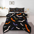 Erosebridal Bat Quilt Halloween Bedroom Decor Bedding Set Toddler Size for Kids Teens Adults Bedroom Purple Gothic Bat Comforter Set with 1 Pillow Case,Spooky Duvet Insert
