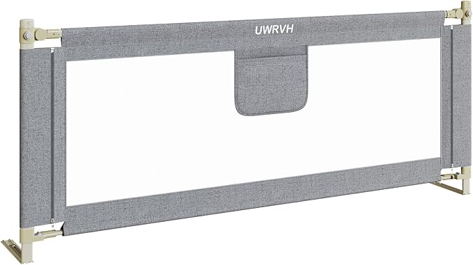 Bed Rails for Toddlers，Toddler Bed Rails，Bed Rail for Baby - Adjustable Height Bed Guard with Child Safety Lock, Universal Fit for King/Full/Twin Beds (Grey, 1 Side 59Inch)