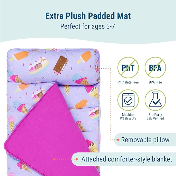 Wildkin Kids Original Nap Mat – Cozy Kids Sleep Mat with Pillow, ideal for School & Travel