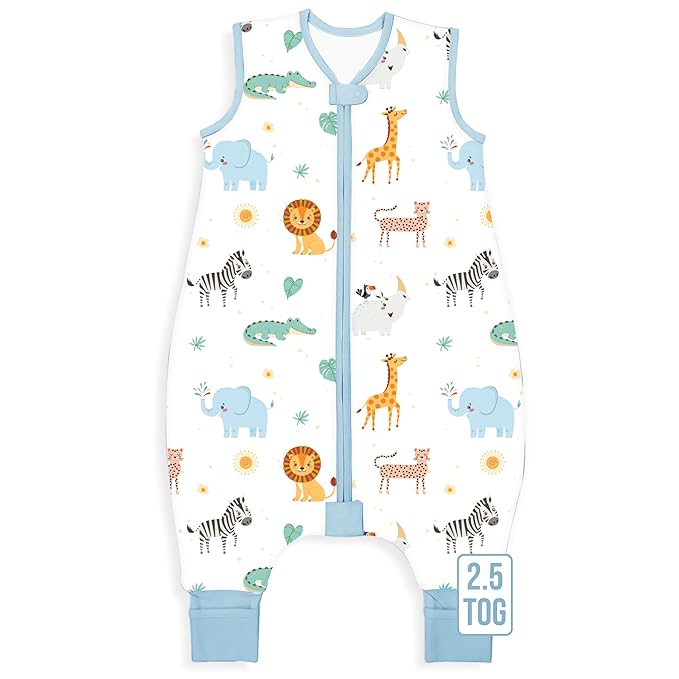 Mama Cheetah Toddler Sleep Sack with Feet 3T - 4T, 2.5 TOG Organic Cotton Baby Sleeping Bag with Legs, Baby Wearable Blankets for Walkers w/ 2-Way Zipper, Baby Sleep Sack for Girls & Boys, Large
