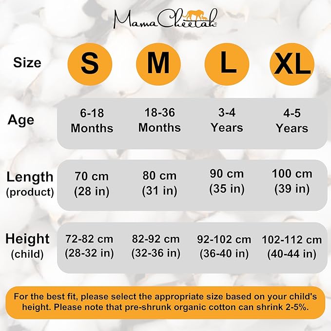 Mama Cheetah Toddler Sleep Sack with Feet 3T-4T, 1.0 TOG Organic Cotton Baby Wearable Blankets with Legs, Baby Sleeping Bag for Walkers, Early Walker Large