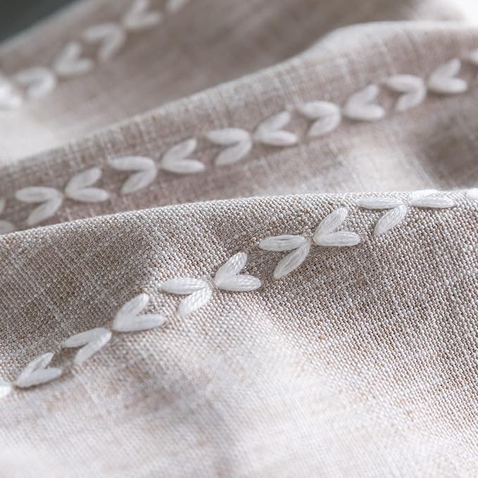 Deeprove Taupe Boho Tassel Valance for Cafe Kitchen Decor, Bohemian Farmhouse Cream Cotton Linen Short Curtains French Country Window Treatments Tier Panel, W52 x L18, 1 Piece